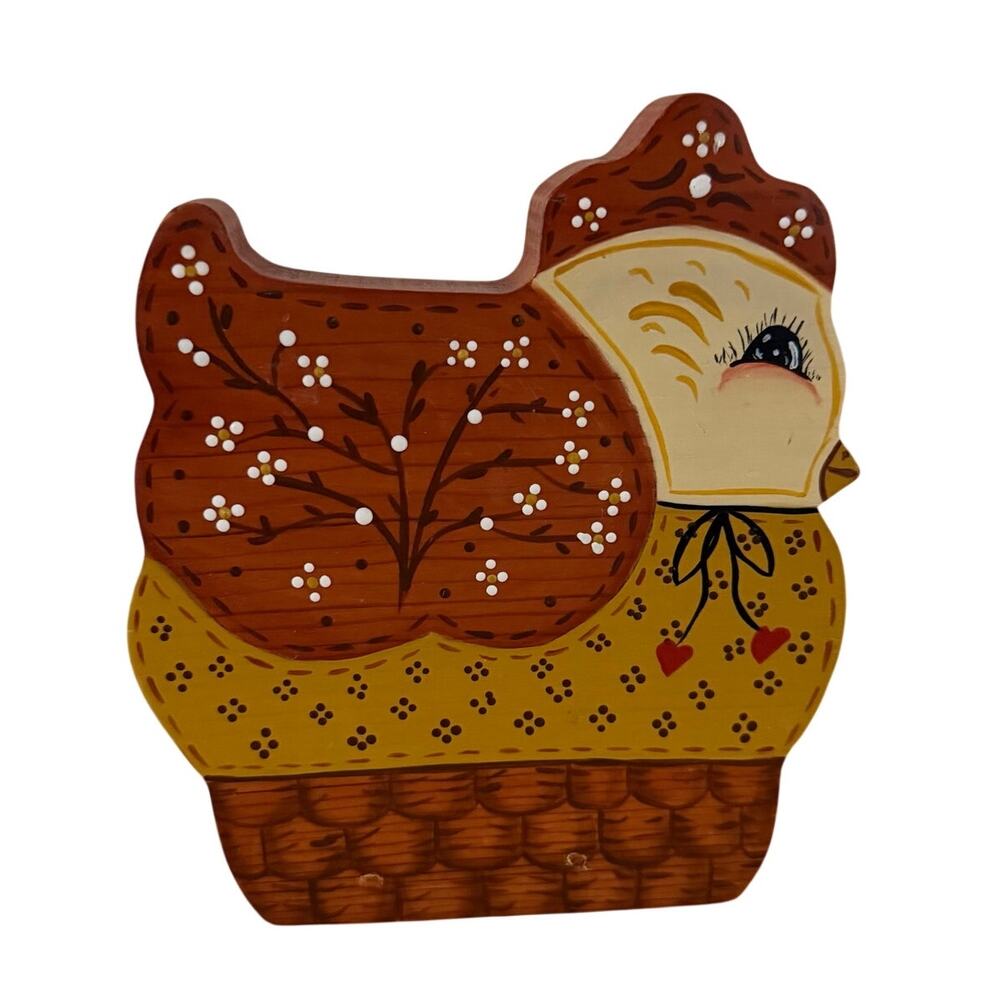 Vtg 80s Chicken Napkin Holder Hand Painted Cottagecore Prairie Farmhouse Kitchen
